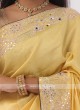 Cut Dana And Gota Patti Work Yellow Silk Saree